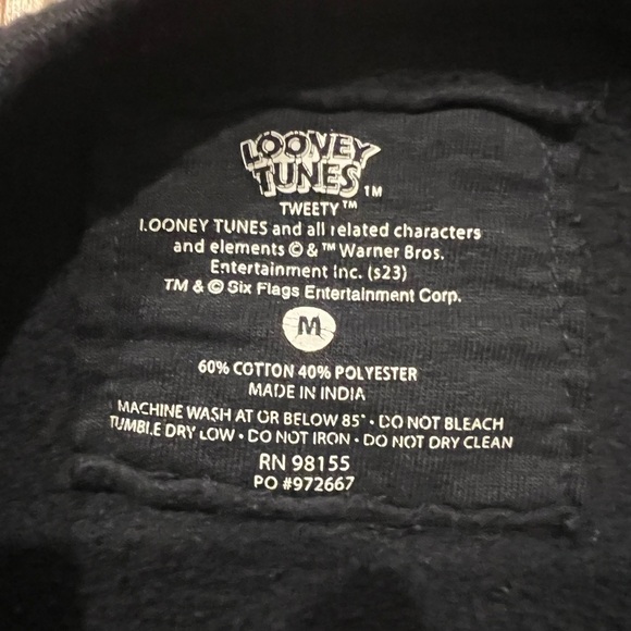 Vintage 90's Tweety Bird Sweatshirt Looney Tunes Six Flags Medium EUC - Picture 3 of 6